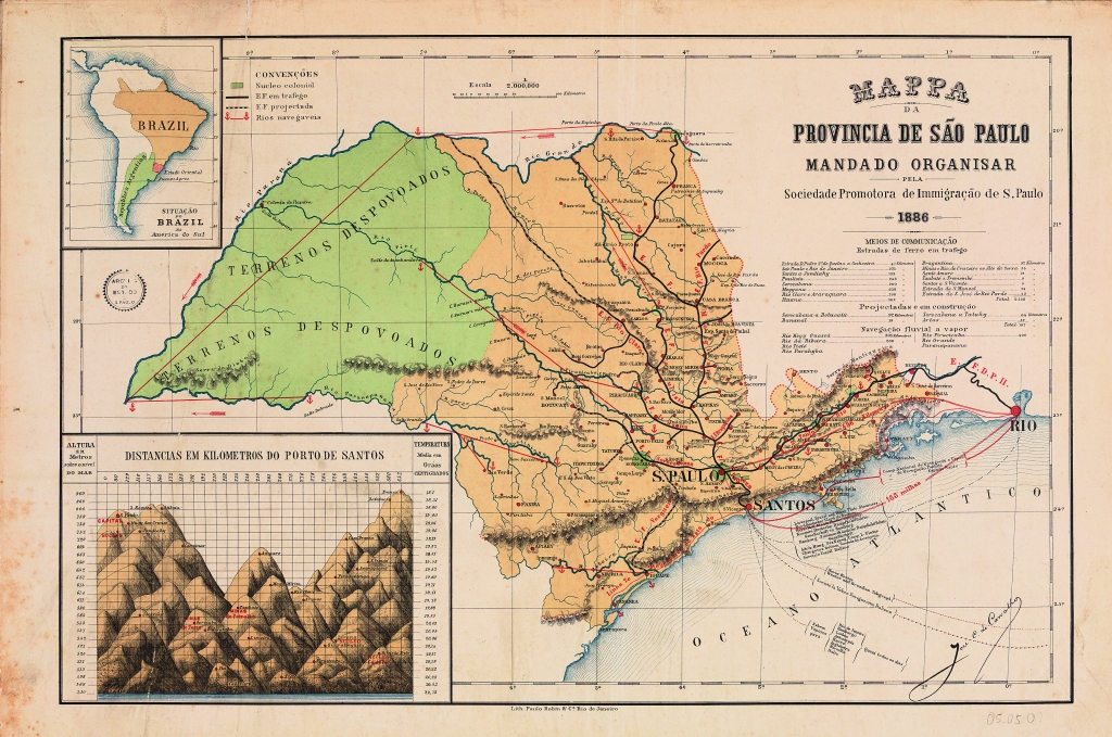 O mapa de registra o noroeste de São Paulo
